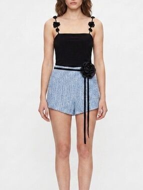 Lovers + Friends Domino Hot Short in Blue Tweed Sz Small